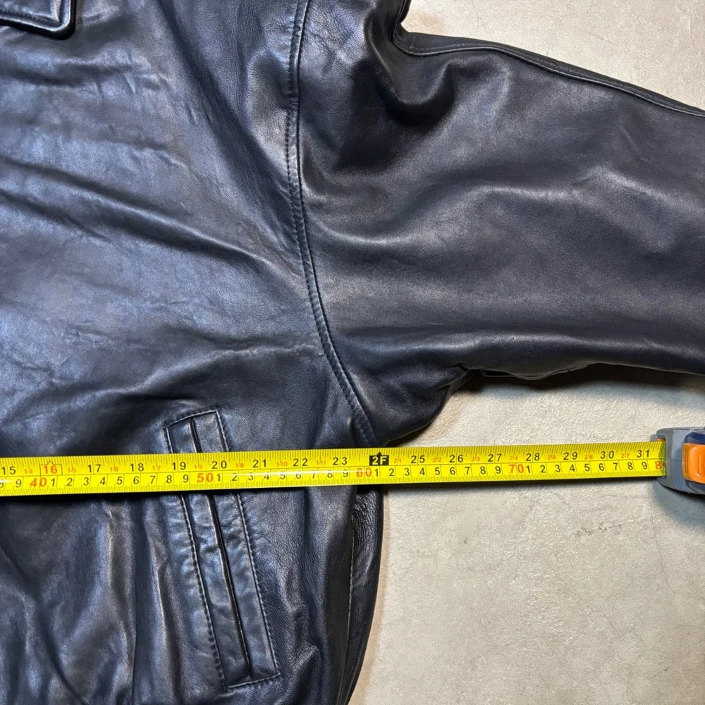 J. Park Collection Mens Black Genuine Lamb Leather Bomber Jacket Size Large - Picture 6 of 7